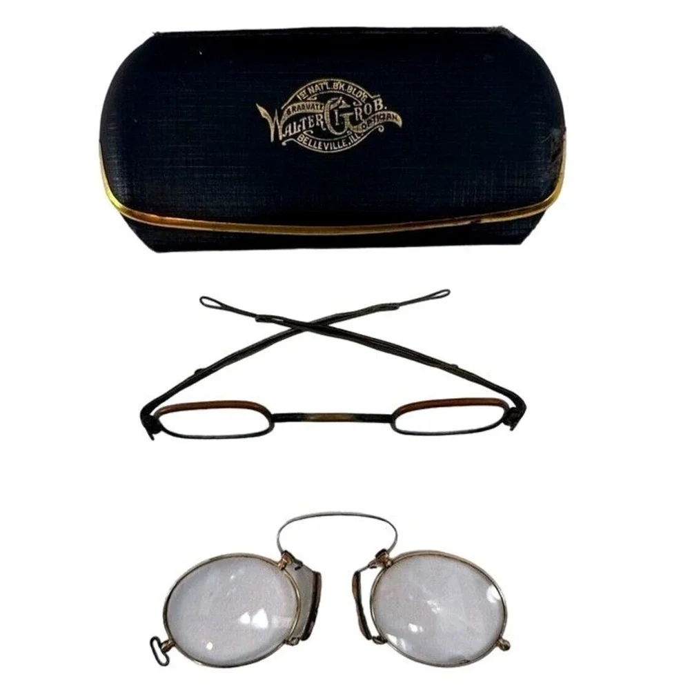 Antique Eyeglasses &Case Spectacles‎ 